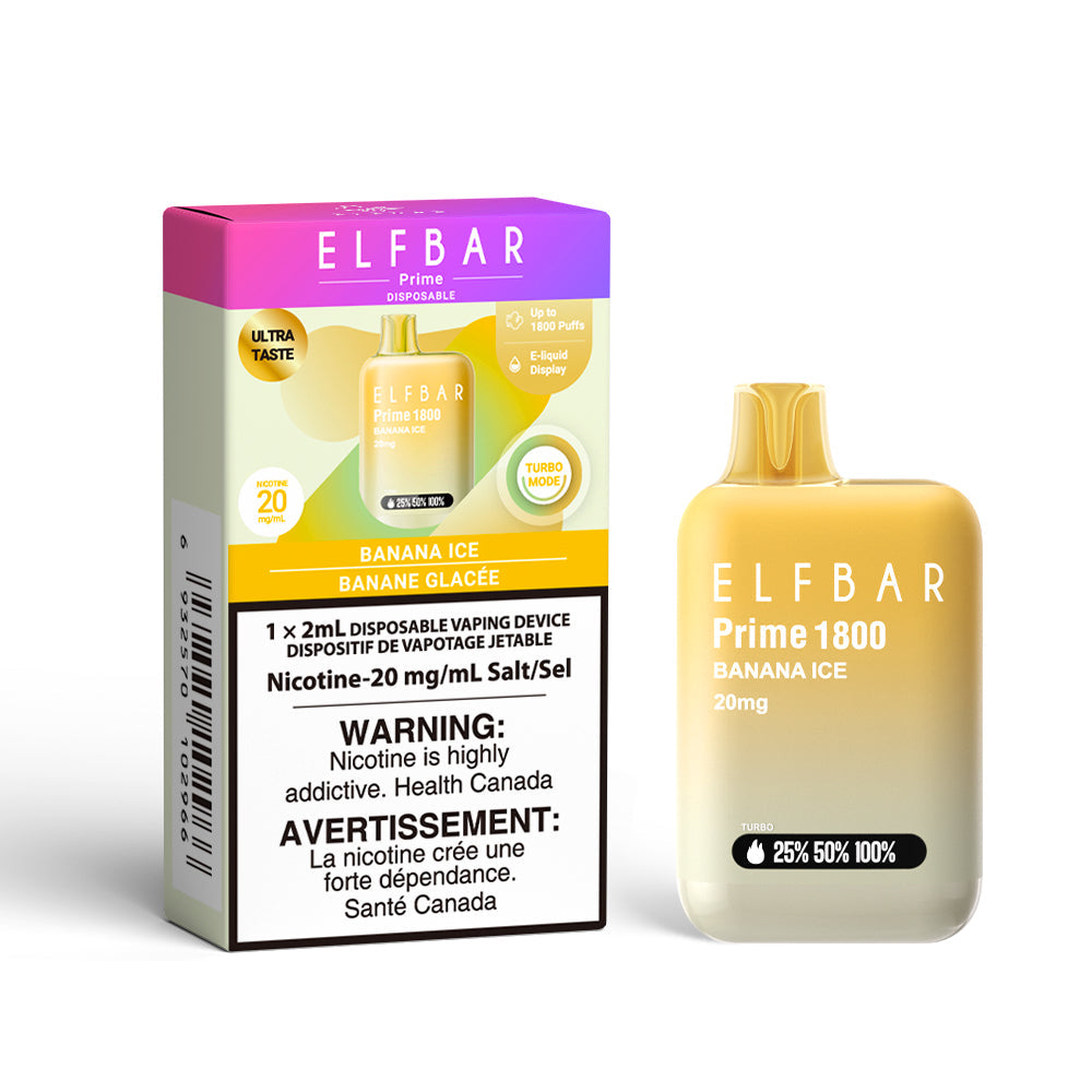 ELF BAR Prime 1800 Banana Ice 20mg Disposable (Provincial)