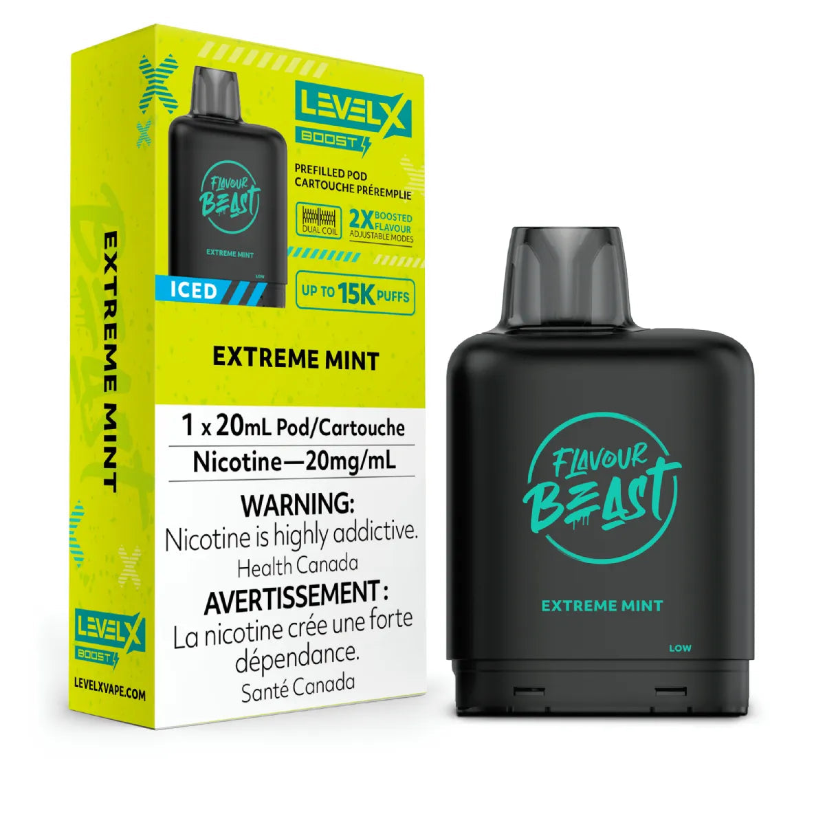 Flavour Beast LevelX Pod Boost 25k Extreme Mint Iced 20mg/ml (Provincial)