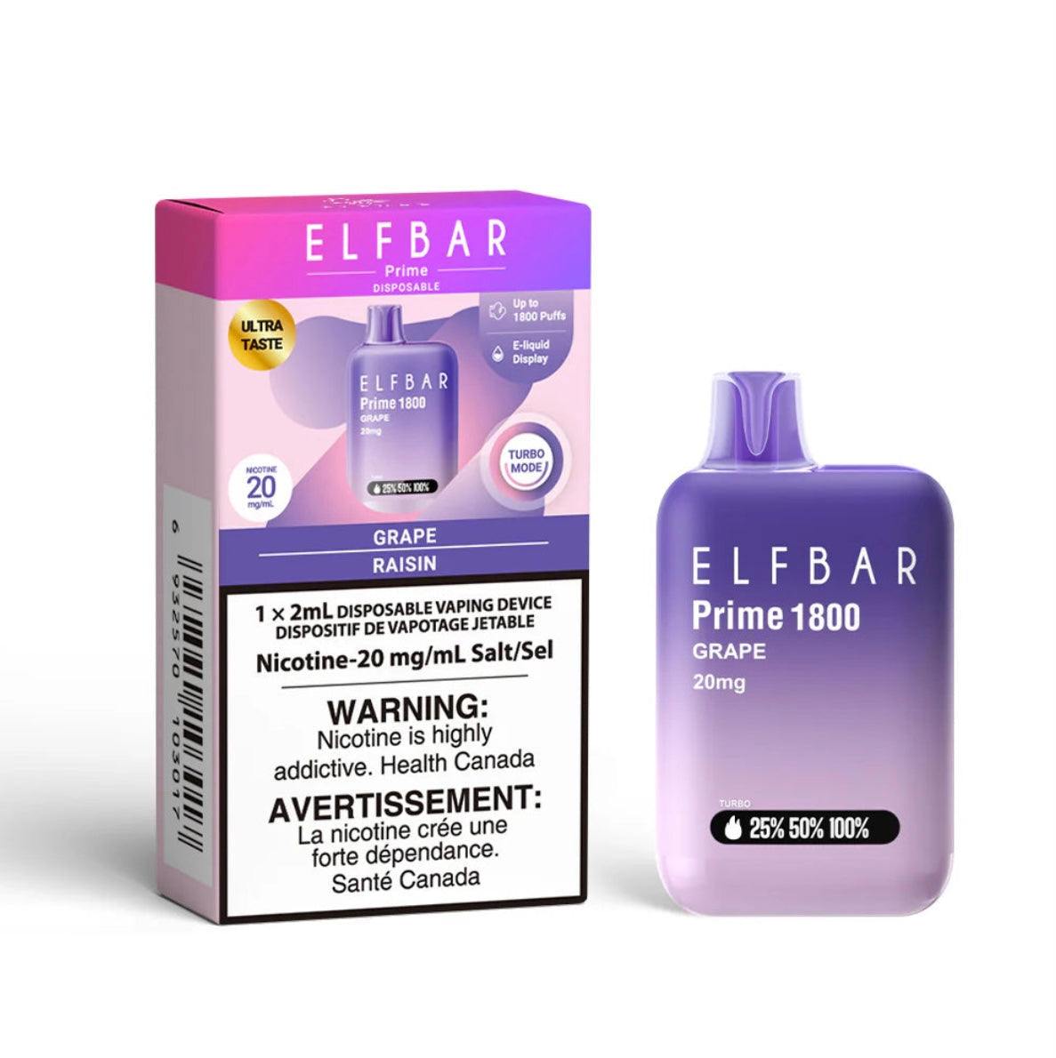 ELF BAR Prime 1800 Grape 20mg Disposable (Provincial)