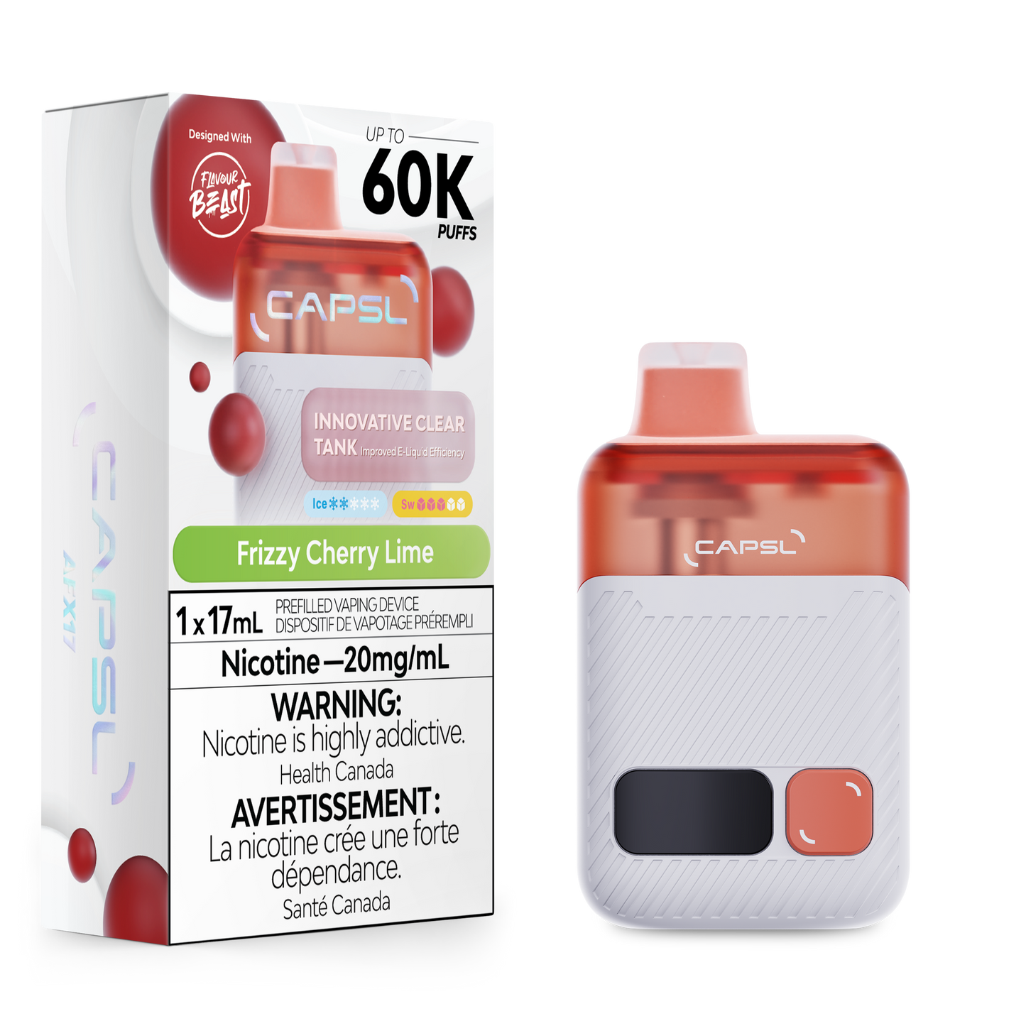 Capsl 60k Frizzy Cherry Lime 20mg/ml Disposable (Provincial)
