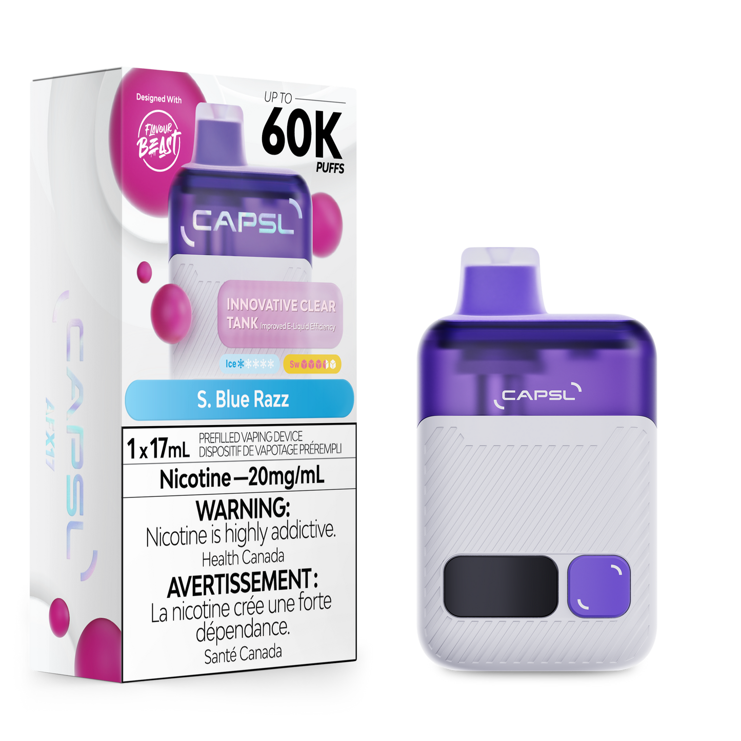 Capsl 60k S. Blue Razz 20mg/ml Disposable (Provincial)