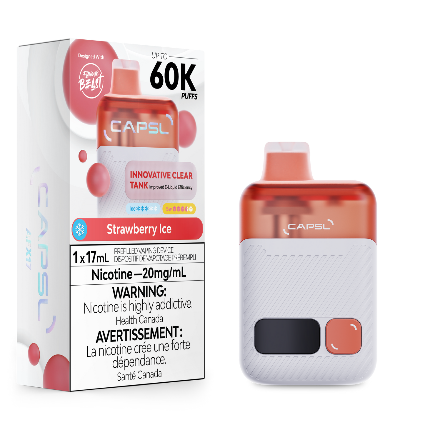 Capsl 60k Strawberry Ice 20mg/ml Disposable (Provincial)