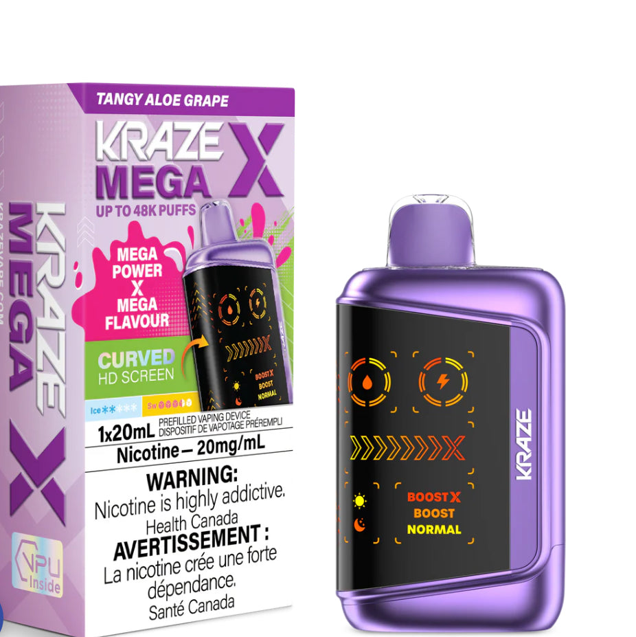 Kraze Mega X 48K Tangy Aloe Grape 20mg/mL Disposable (Provincial)