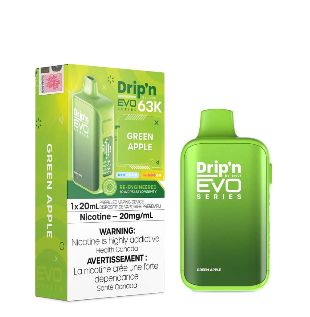 Drip’n EVO 63K Green Apple 20mg/ml Disposable (Provincial)