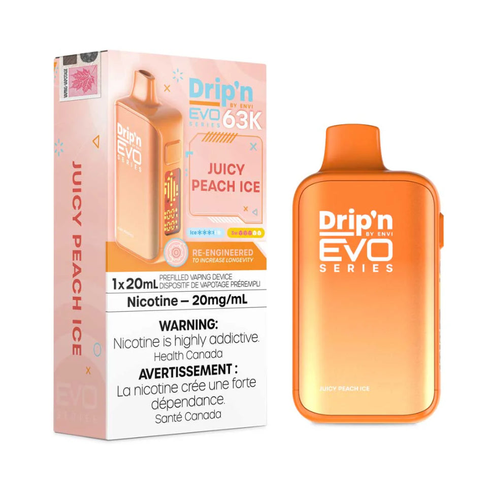 Drip’n EVO 63K Juicy Peach Ice 20mg/ml Disposable (Provincial)