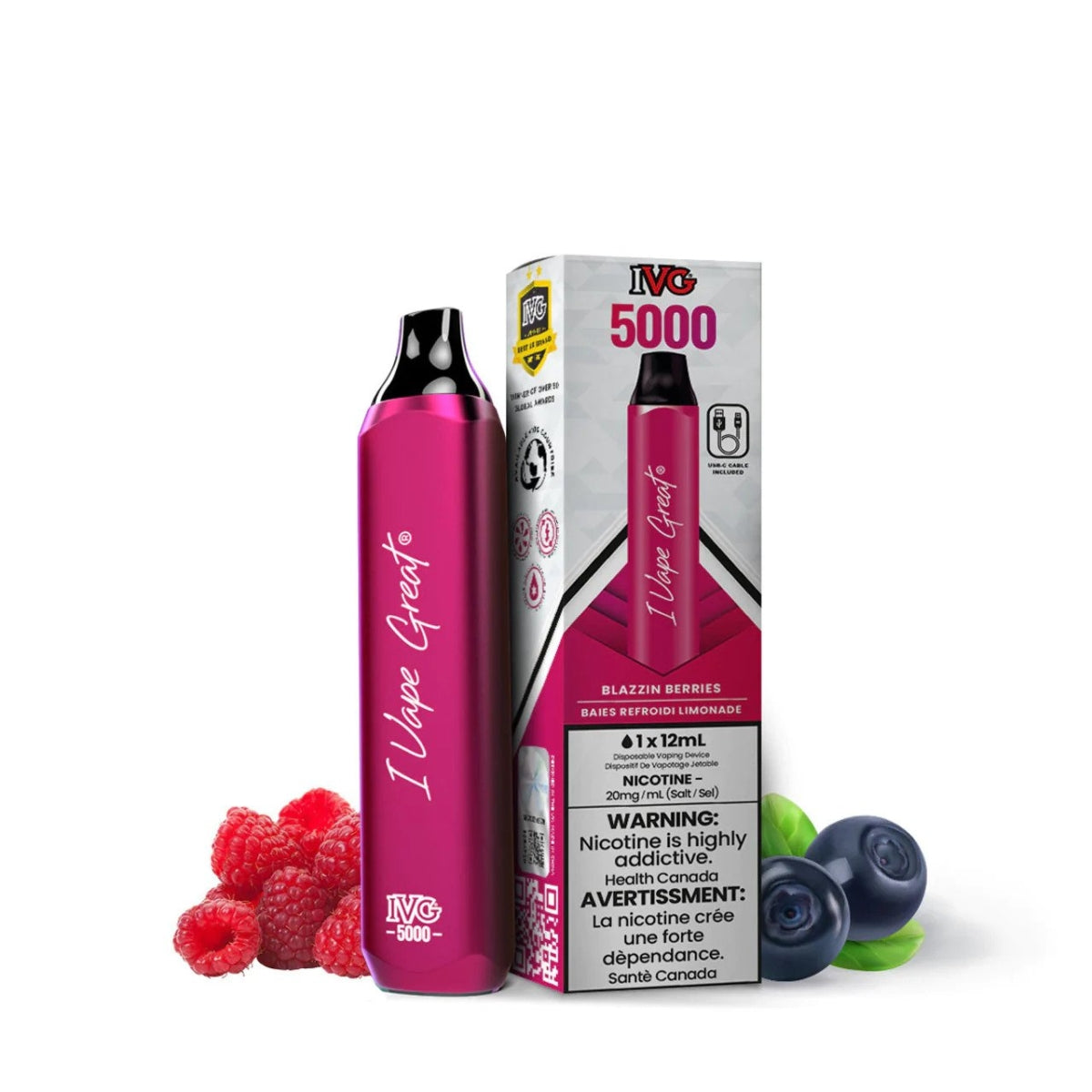 IVG 5000 Blazzin Berries 20 mg/mL Disposable(Provincial)