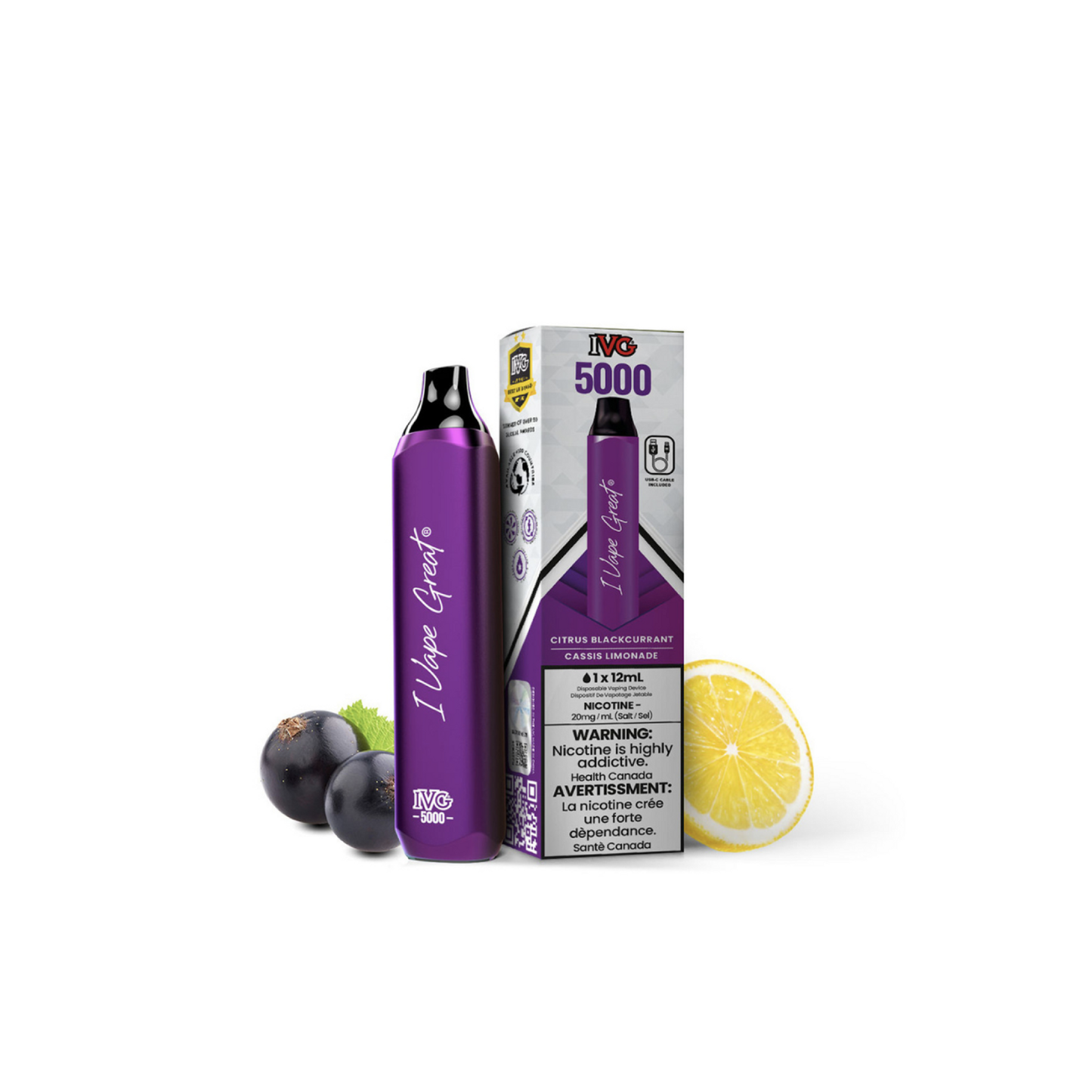 IVG 5000 Citrus Blackcurrant 20mg/mL Disposable(Provincial)