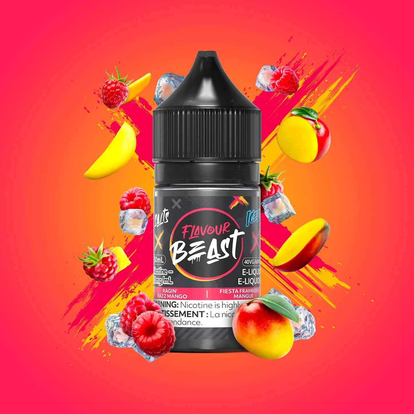 Flavour Beast E-liquid Ragin’ Razz Mango 20mg/mL 30mL(Provincial)