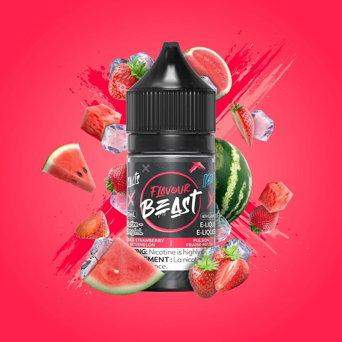 Flavour Beast E-liquid Savage Strawberry Watermelon Iced 20mg/mL 30mL (Provincial)