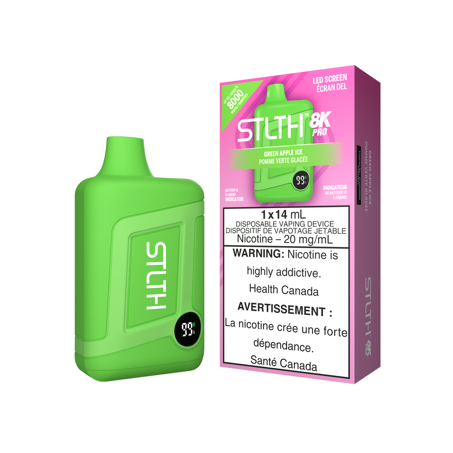 Stlth 8k Pro Green Apple Ice 20mg/ml Disposable (Provincial )