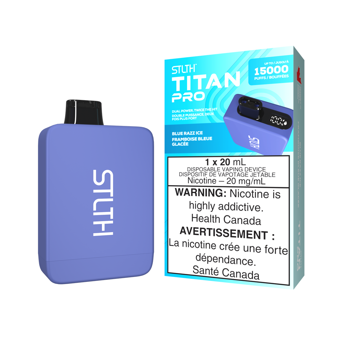 Stlth Titan Pro 15k Blue Razz Ice 20mg/mL disposable (Provincial)