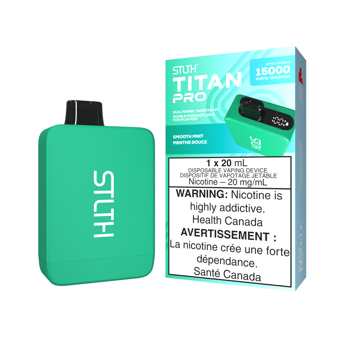 Stlth Titan Pro 15k Smooth Mint 20mg/mL Disposable(Provincial)