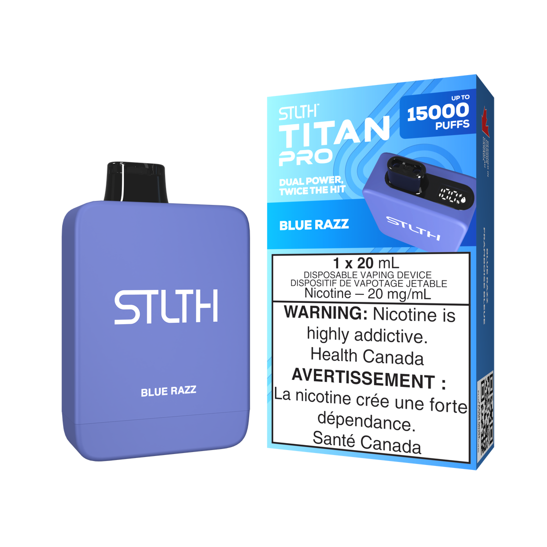 Stlth Titan Pro 15k Blue Razz 20mg/mL Disposable (Provincial)