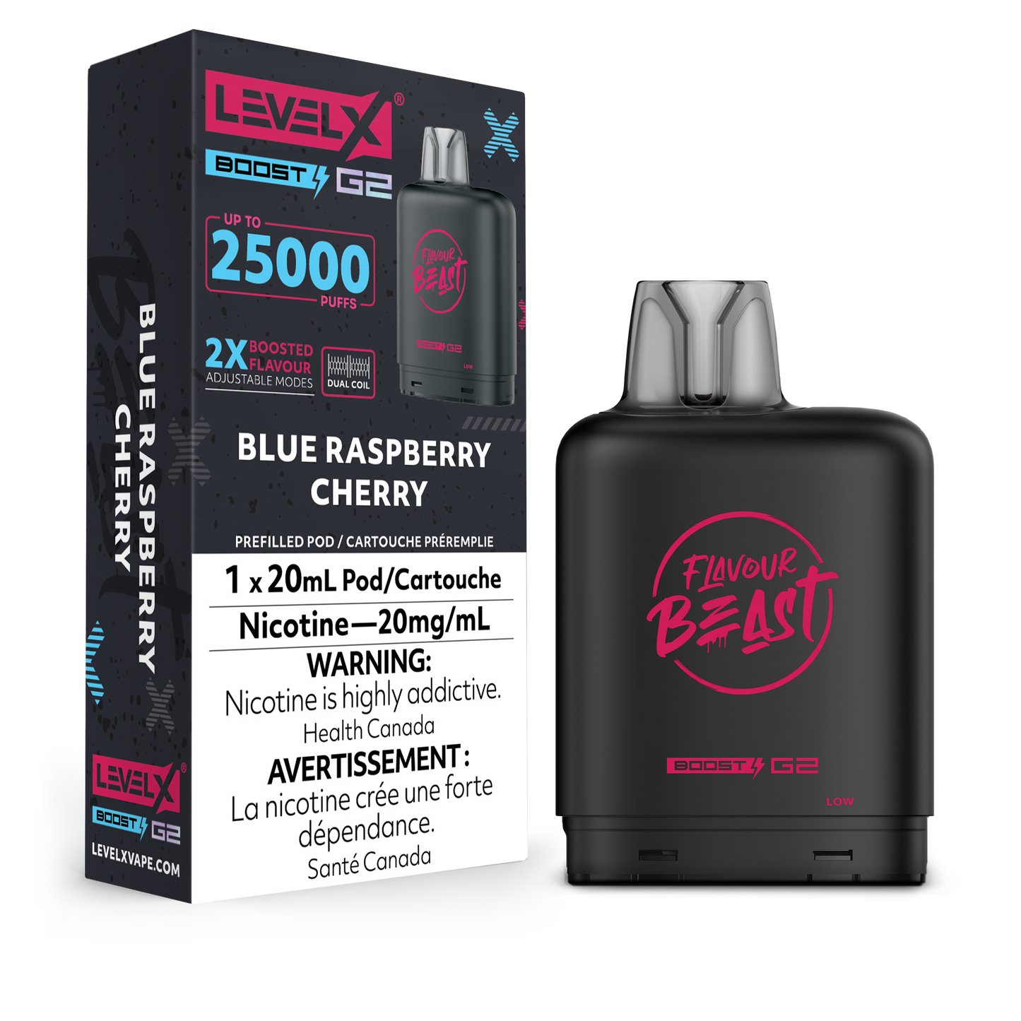 Flavour Beast LevelX pod Boost 25k Blue Raspberry Cherry 20mg/ml (Provincial)