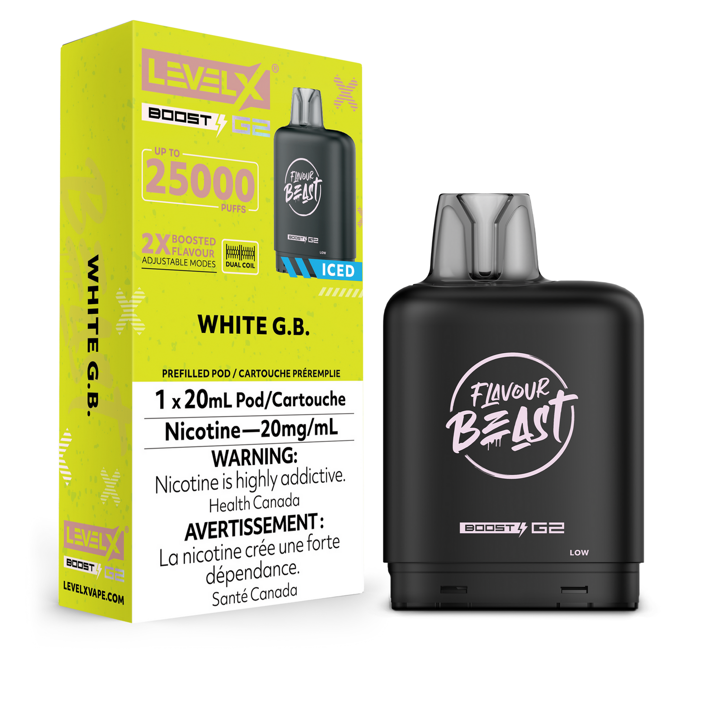 Flavour Beast LevelX pod Boost 25k White G.B. 20mg/ml (Provincial)