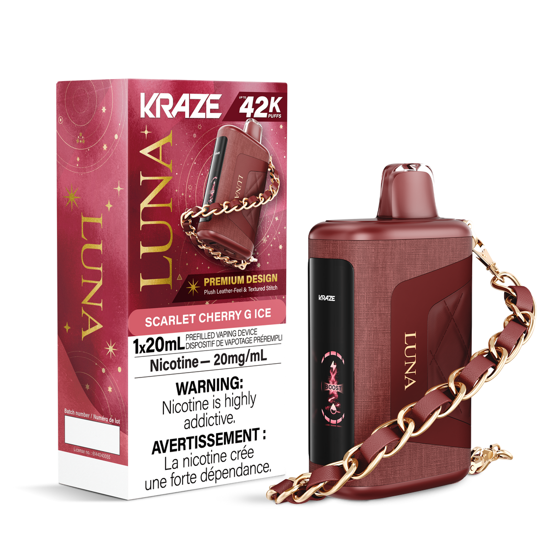 Kraze LUNA 42K - Scarlet Cherry G Ice 20mg/ml disposable (Provincial)