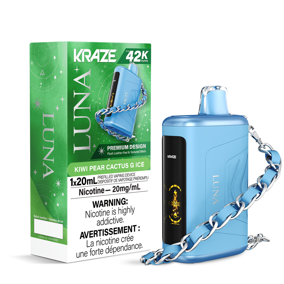 Kraze LUNA 42K - Kiwi Pear Cactus G Ice 20mg/ml disposable (Provincial)