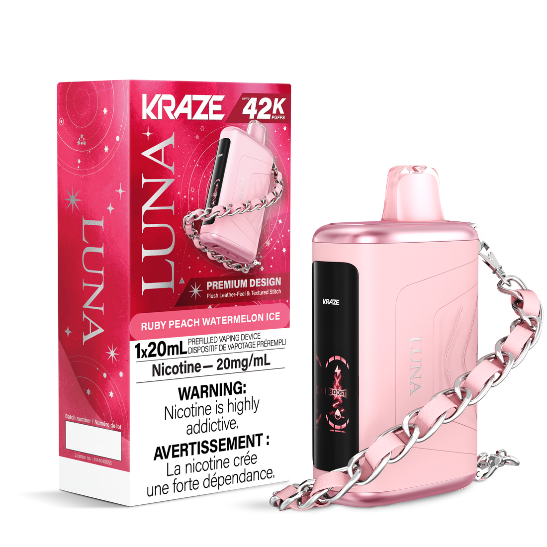 Kraze LUNA 42K - Ruby Peach Watermelon Ice 20mg/ml disposable (Provincial)