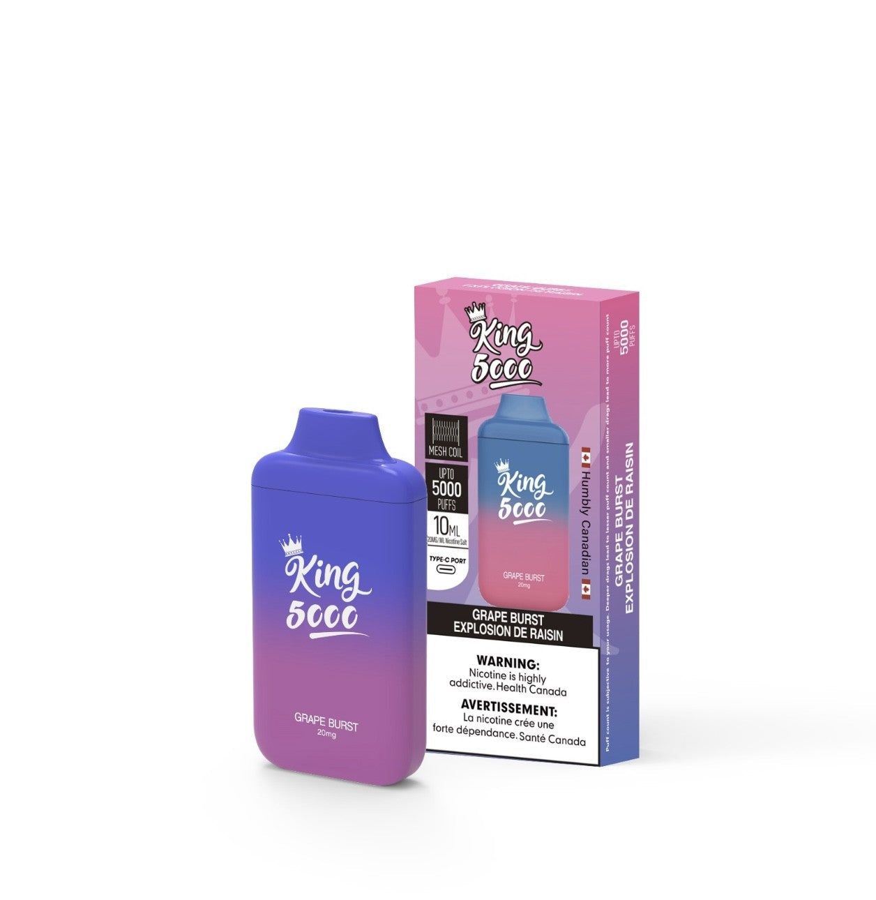 King vape 6000 Grape Burst 0mg/ml disposable vape (Provincial)