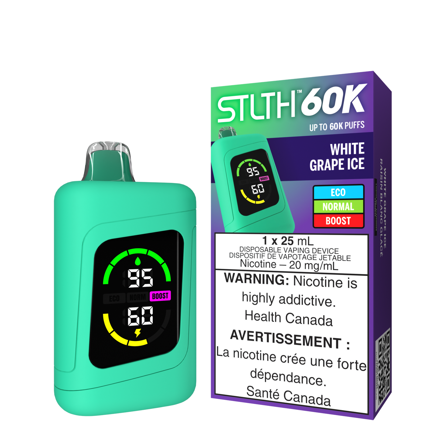 Stlth 60k White Grape Ice disposable 20mg Provincial