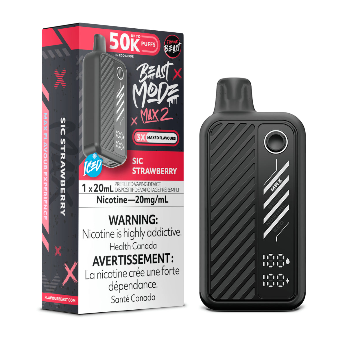 Flavour Beast Mode Max2 50K Sic Strawberry 20mg/mL Disposable (Provincial)
