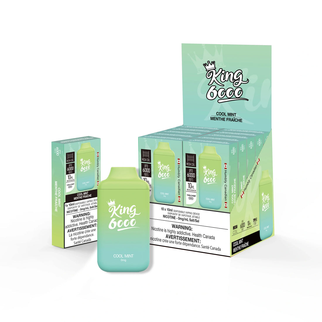 King vape 6000 Cool Mint 0mg/ml disposable vape (Provincial)