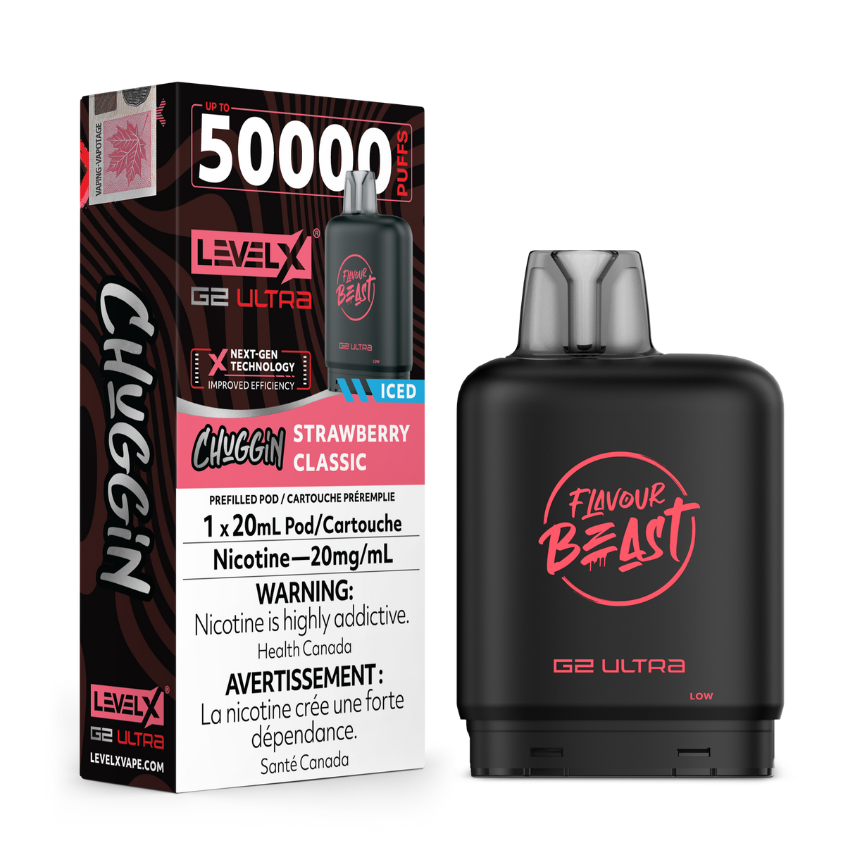 Flavour Beast Level X G2 Ultra Pod 50k Strawberry Classic Iced 20mL 20mg/ml (Provincial)