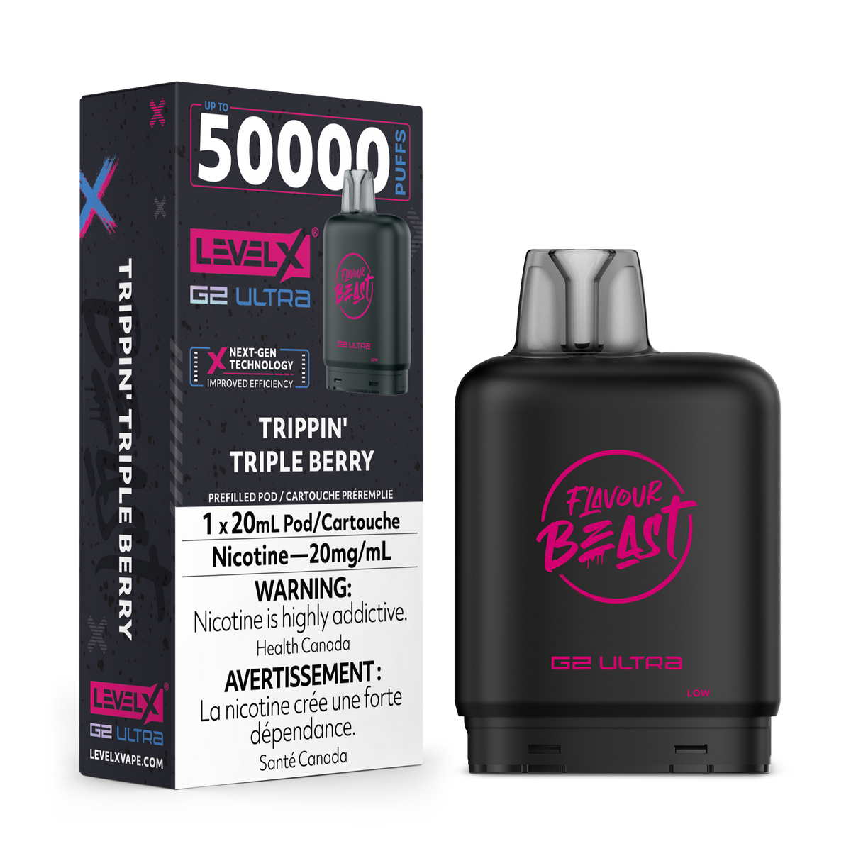 Flavour Beast Level X G2 Ultra Pod 50k Trippin’ Triple Berry 20mL 20mg/ml (Provincial)