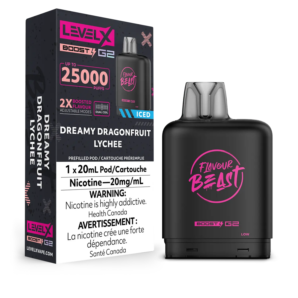 Flavour Beast Level X G2 Pod 25k Dreamy Dragonfruit Lychee Iced 20mL 20mg/ml (Provincial)