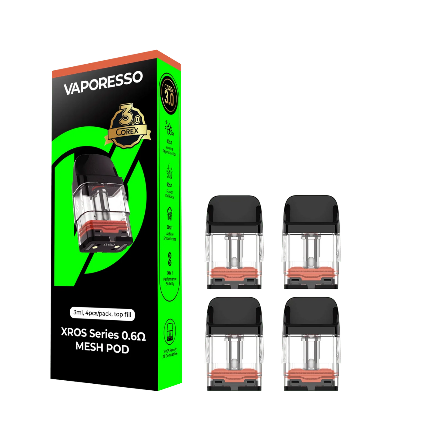 Vaporesso COREX 3.0 Xros Series 0.6 Ohm Mesh Replacement Pods (pack of 4, 3ml )