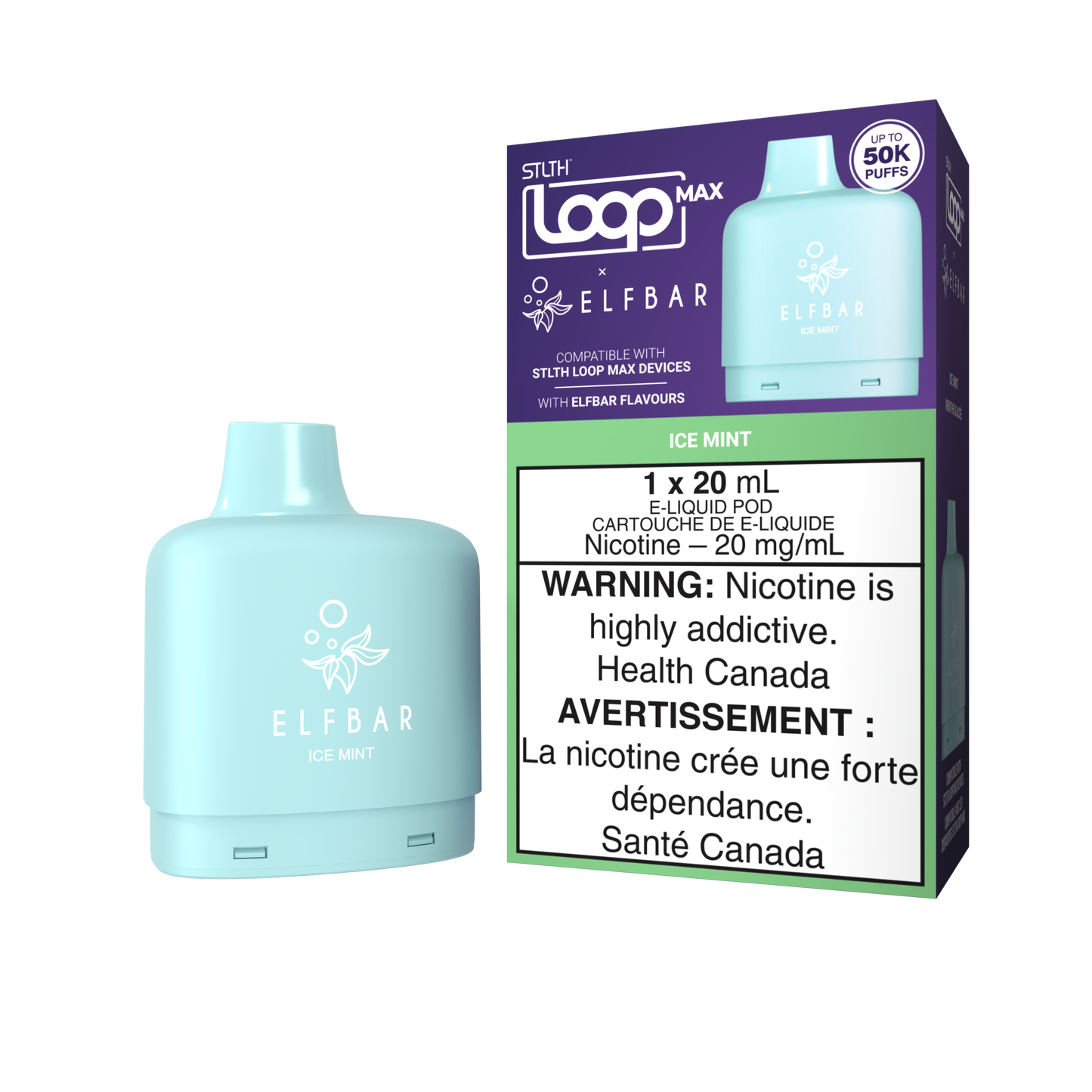 Stlth Loop Max X Elfbar Pod 50k Ice Mint 20mg/30ml( Provincial)