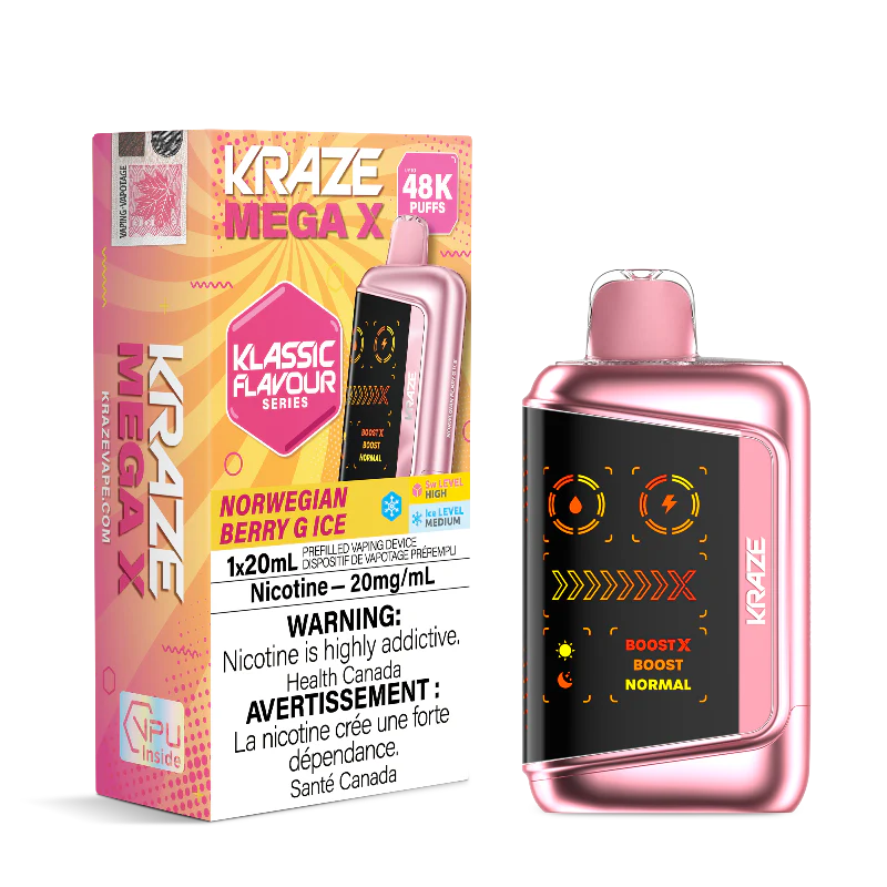 Kraze Mega X Classic 48K Norwegian Berry G Ice 20mg Disposable (Provincial)
