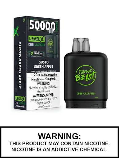 Flavour Beast Level X Boost Pod 25k Gusto Green Apple 20mL 20mg/ml (Provincial)