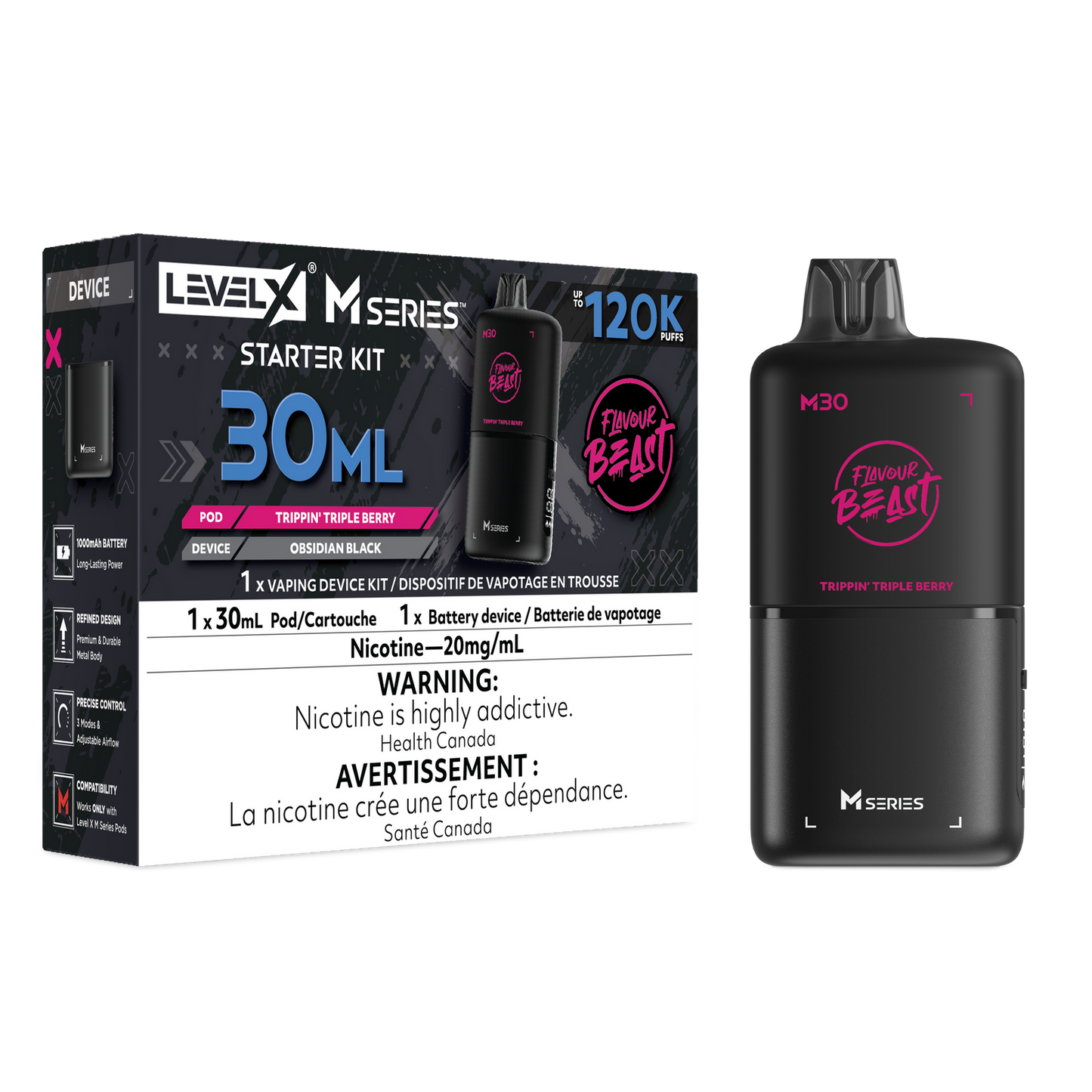 Level X M series starter kit 120k 20ml Trippin triple berry(Provincial)