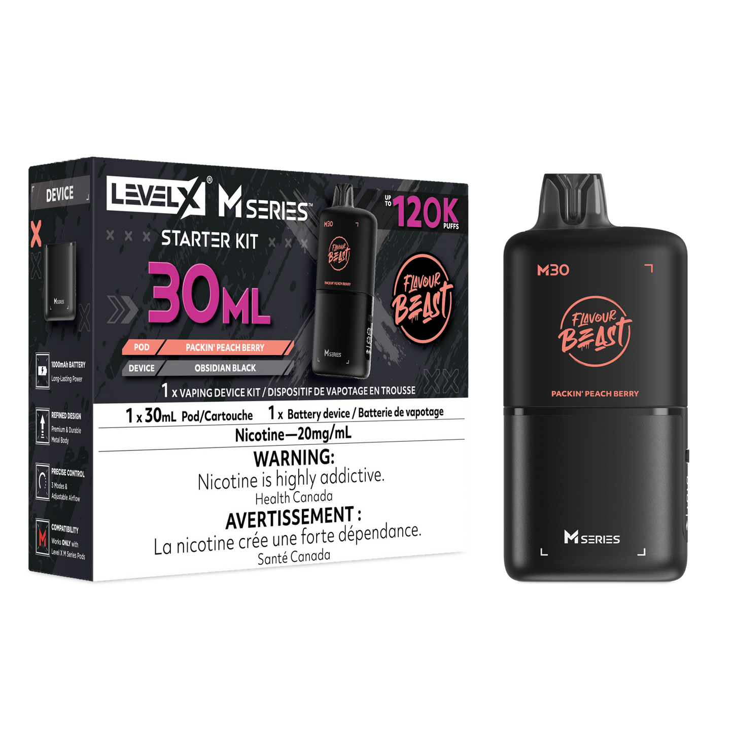 Level X M series starter kit 120k 20ml Packin peach berry (Provincial)