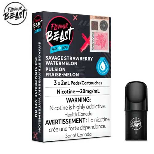 Flavour beast savage strawberry watermelon 20mg/mL pods( Provincial)