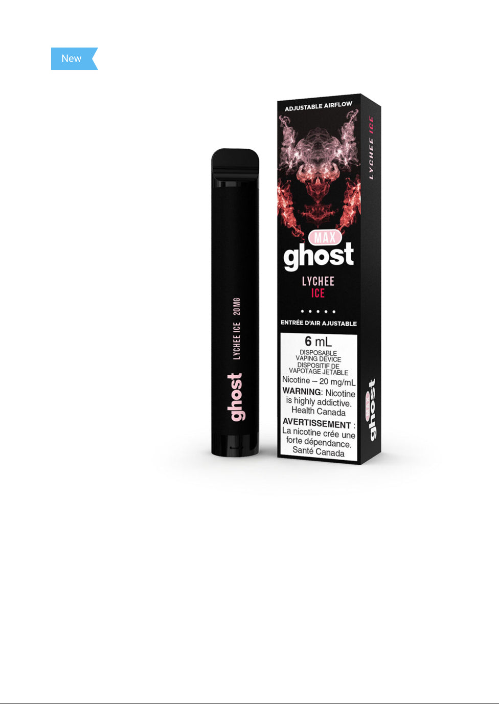 Ghost max lychee ice 20mg/mL disposable (Provincial)