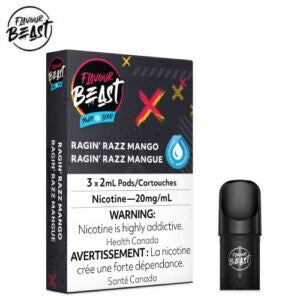 Flavour beast ragin razz mango 20mg/mL pods(Provincial)
