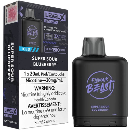 Flavour beast LevelX pod Boost 15k Super Sour Blueberry Iced 20mg/ml