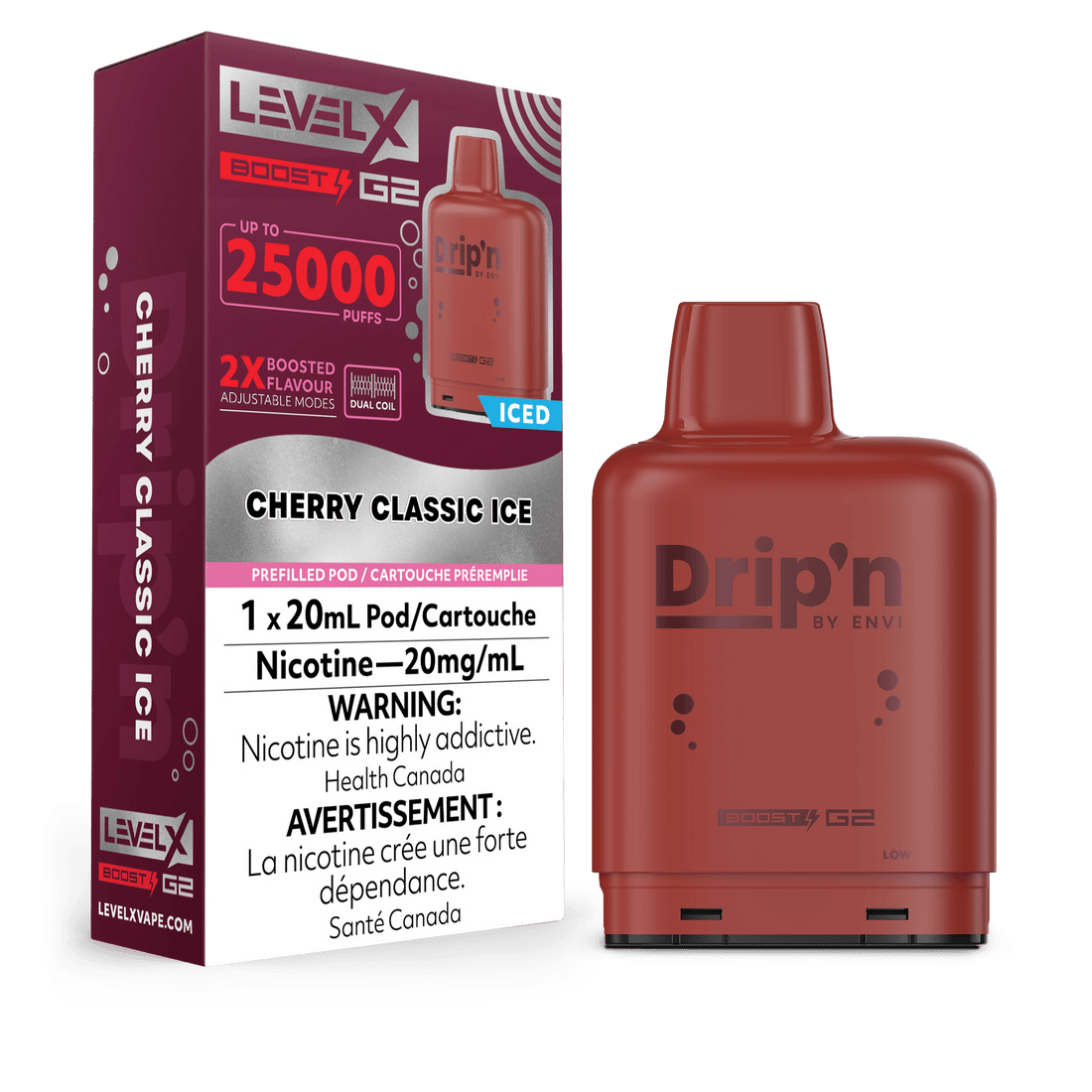 Drip’n LevelX Boost G2 pod Cherry Classic Ice 20mg/mL (Provincial)