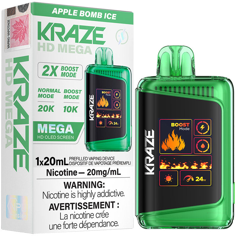 Kraze HD Mega 20K Apple Bomb Ice 20mg/mL 20mL disposable