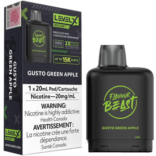 Flavour beast LevelX pod Boost 15k Gusto Green Apple 20mg/ml (Provincial)