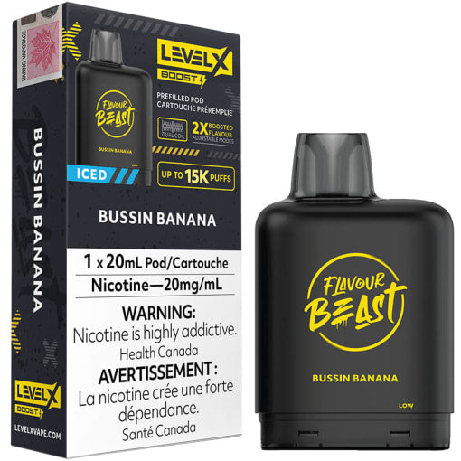 Flavour beast LevelX pod Boost 15k Bussin Banana 20mg/ml (Provincial)