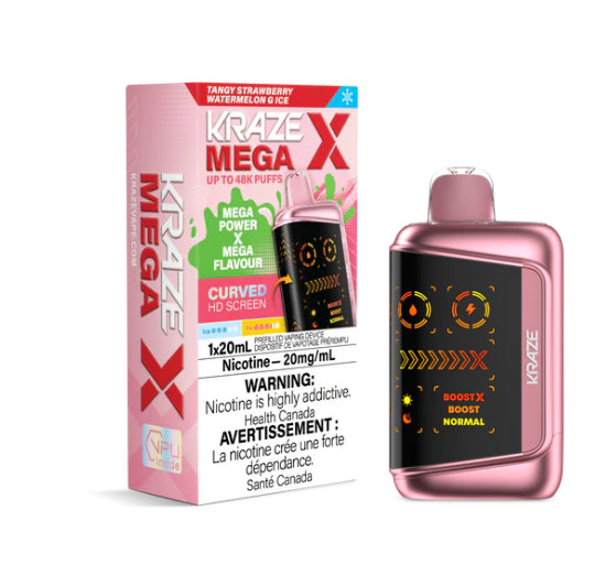 Kraze Mega X 48K Tangy Strawberry Watermelon G Ice 20mg/mL Disposable (Provincial)
