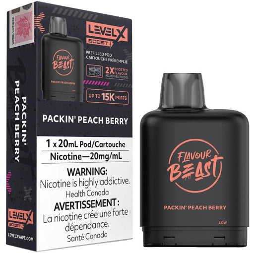 Flavour beast LevelX pod Boost 15k Packin Peach Berry 20mg/ml ( Provincial)