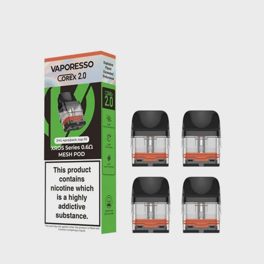 Vaporesso COREX 2.0 Xros series 0.6 ohm replacement pods (pack of 4, 3ml )