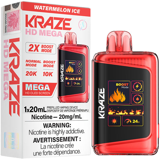 Kraze HD Mega 20K Watermelon Ice 20mg/mL 20mL disposable