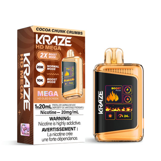 Kraze HD Mega 20K Cocoa Chunk Crumbs 20mg/mL 20mL disposable (Provincial)