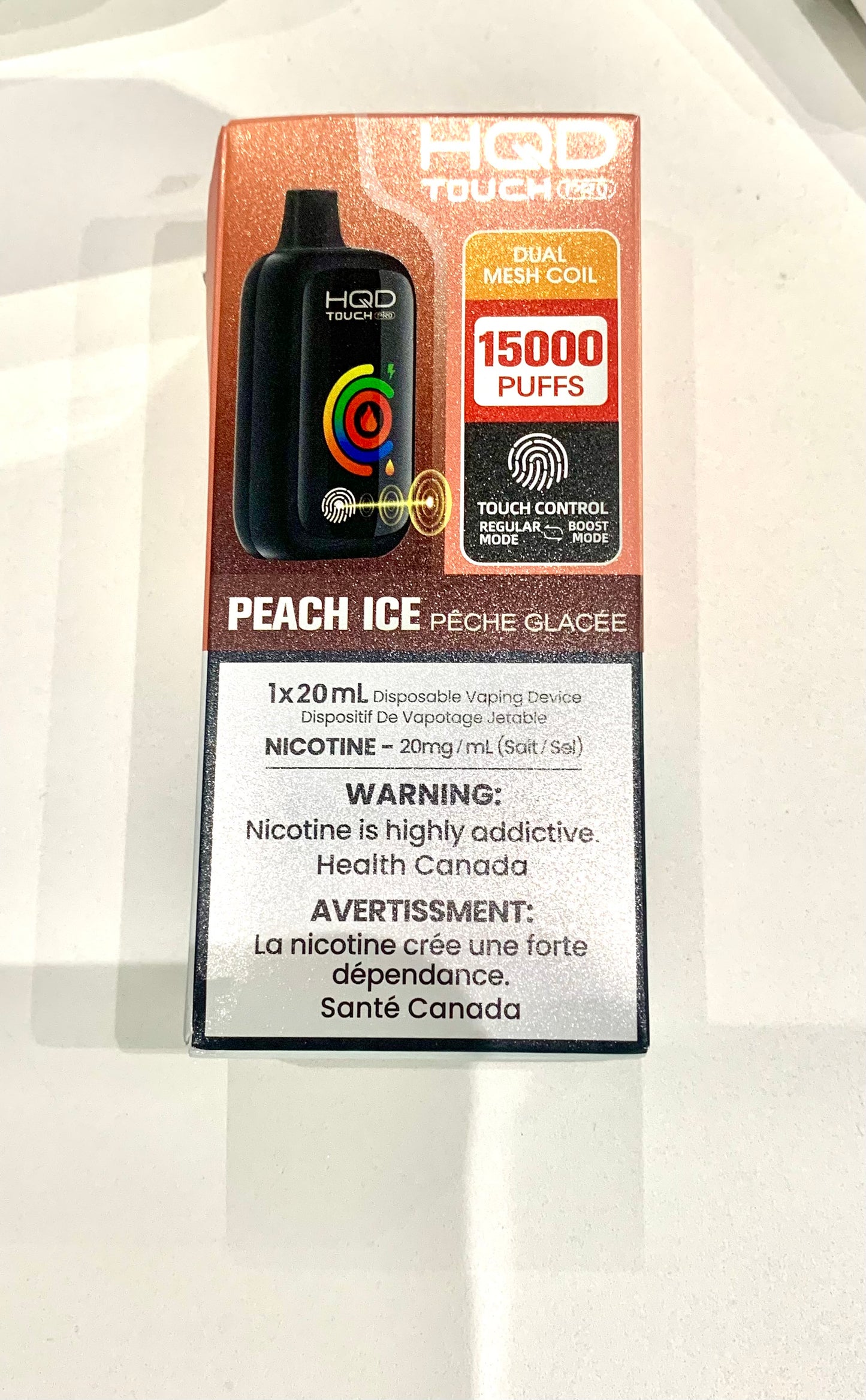 HQD Touch Pro 15000 Peach ice 20mg/mL disposable