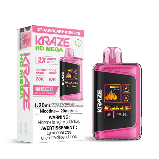 Kraze HD Mega 20K Strawberry Kiwi Ice 20mg/mL disposable (Provincial)